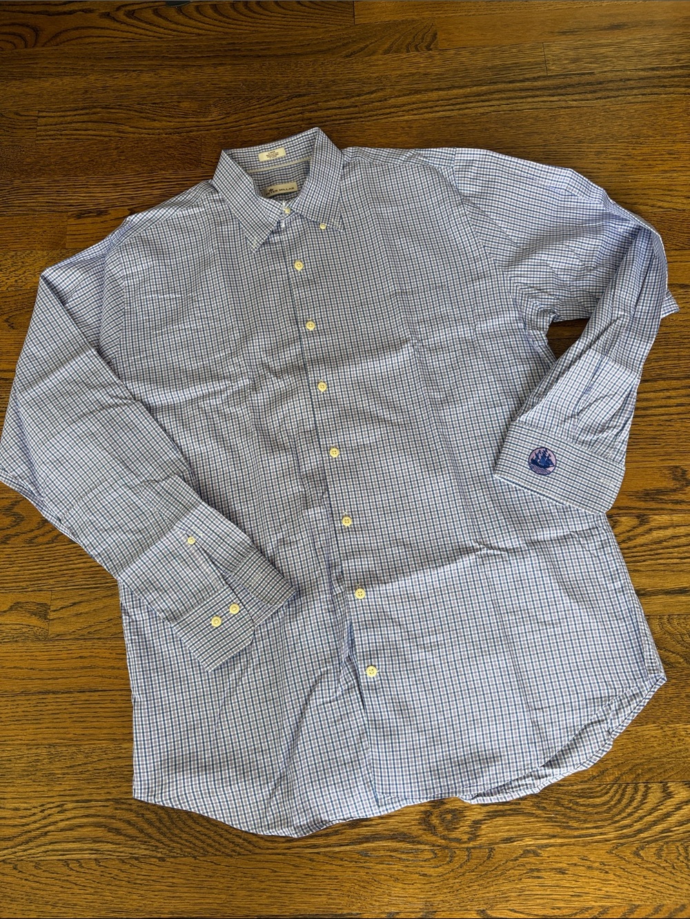 Peter Millar Classic Men's Blue & purple Check Button-Down Shirt, L